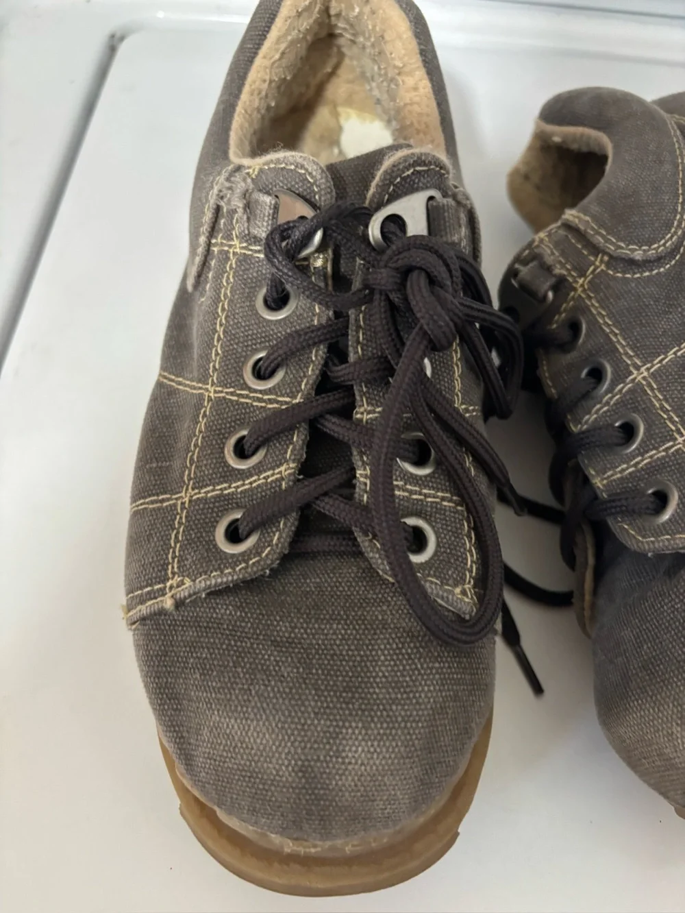 Vintage 90’s Y2K L.E.I. Gray Canvas Chunky Platform Oxfords Shoes Combat size 8